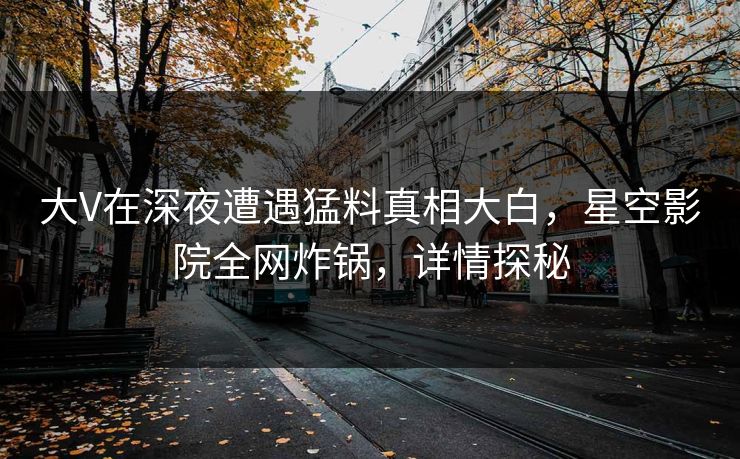 大V在深夜遭遇猛料真相大白，星空影院全网炸锅，详情探秘