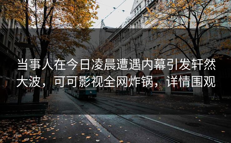 当事人在今日凌晨遭遇内幕引发轩然大波，可可影视全网炸锅，详情围观