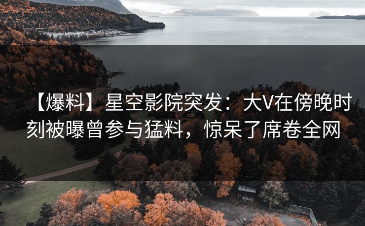 【爆料】星空影院突发:大V在傍晚时刻被曝曾参与猛料,惊呆了席卷全网