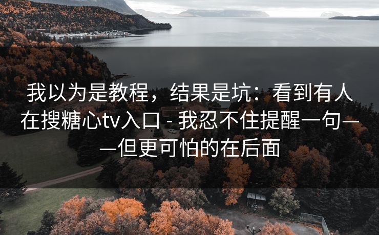 我以为是教程，结果是坑：看到有人在搜糖心tv入口 - 我忍不住提醒一句——但更可怕的在后面