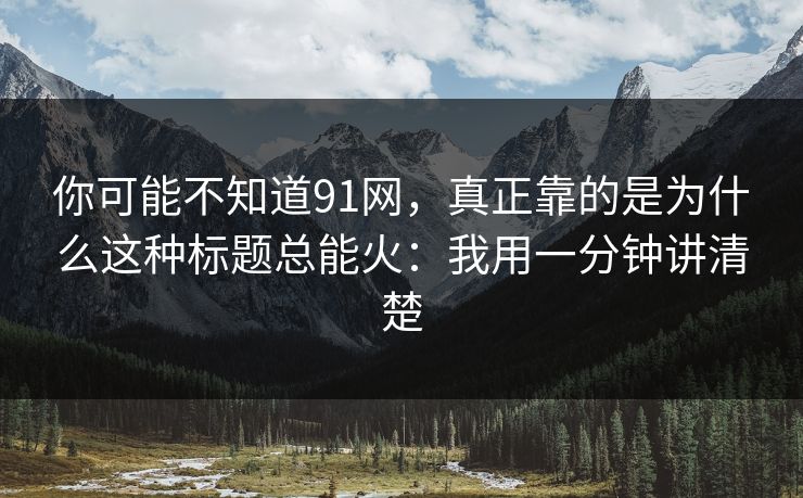 你可能不知道91网，真正靠的是为什么这种标题总能火：我用一分钟讲清楚