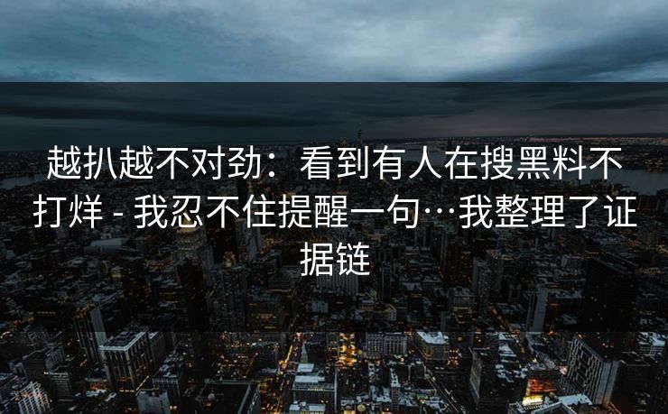 越扒越不对劲：看到有人在搜黑料不打烊 - 我忍不住提醒一句…我整理了证据链